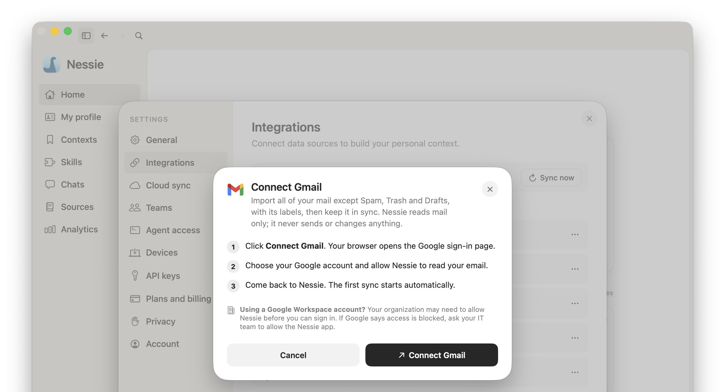Connect Gmail sheet